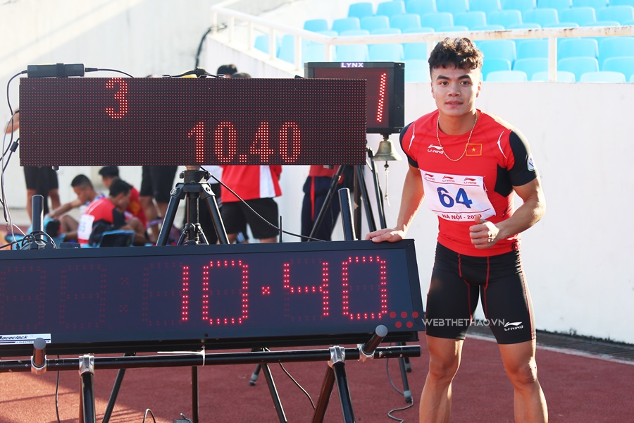 Chàng trai người dân tộc Thái trắng phá kỷ lục quốc gia chạy 100m Chàng trai người dân tộc Thái trắng phá kỷ lục quốc gia chạy 100m