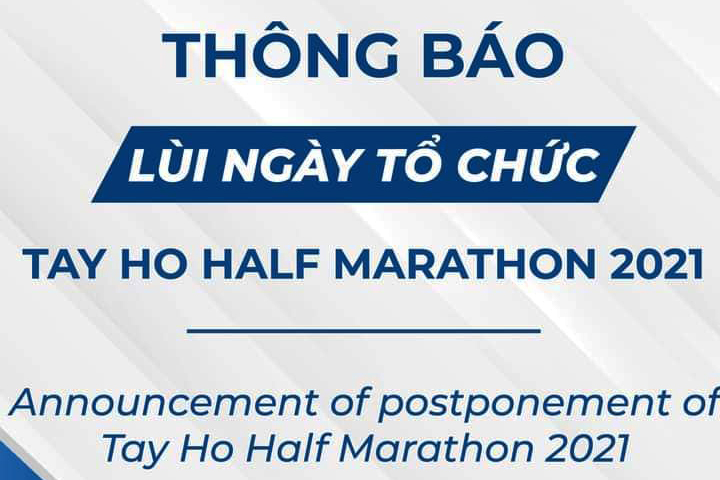 Giải chạy bán marathon quanh Hồ Tây 2021 bị hoãn vì COVID-19