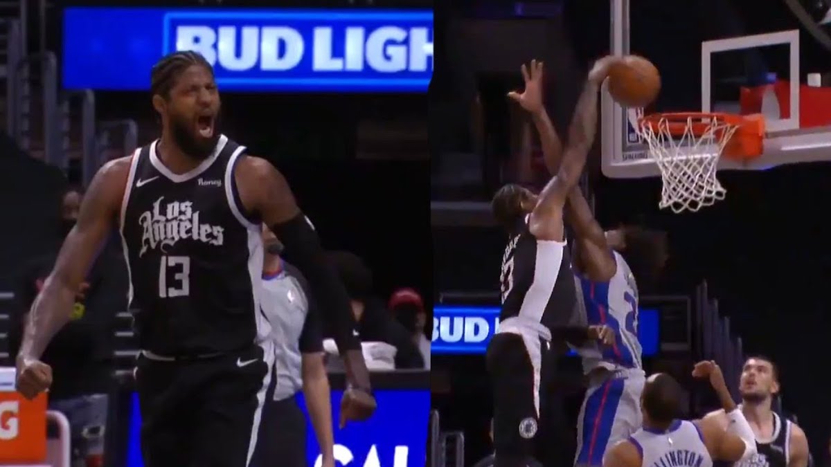 Paul George dằn mặt tân binh đang lên của Pistons bằng cú dunk sấm sét