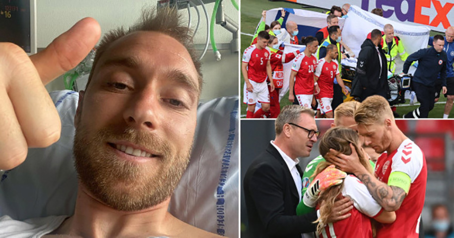 Christian Eriksen xuất hiện sau sự cố đau tim ở trận Đan Mạch – Phần Lan Christian Eriksen xuất hiện sau sự cố đau tim ở trận Đan Mạch – Phần Lan