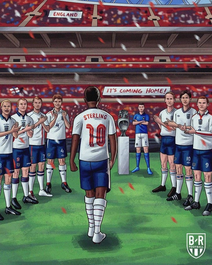 David Beckham đứng vỗ tay chào đón “nhà vô địch” Raheem Sterling