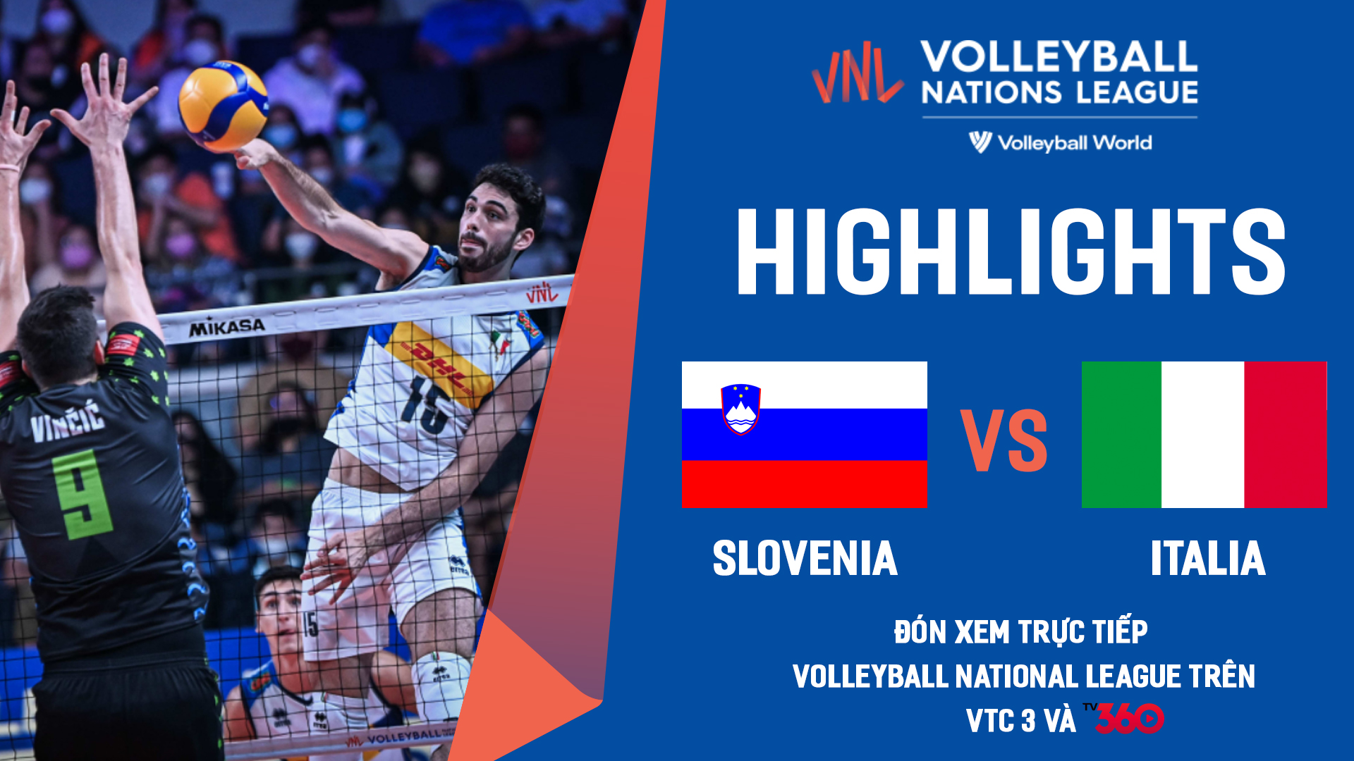 Highlights bóng chuyền nam | Slovenia vs Italia | giải Volleyball Nations League 2022
