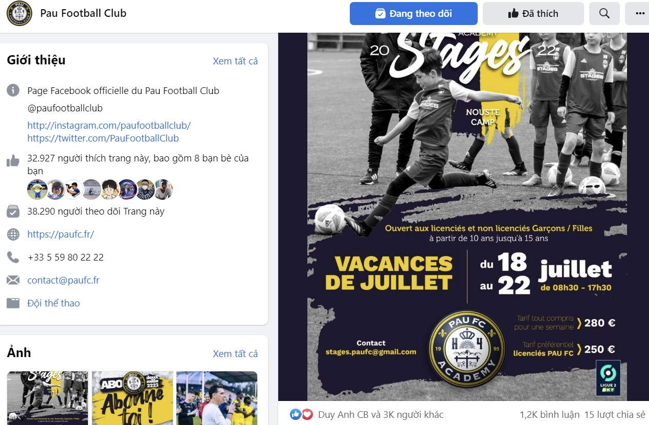 Trang Facebook của Pau FC tăng lượt theo dõi chóng mặt nhờ… Quang Hải Trang Facebook của Pau FC tăng lượt theo dõi chóng mặt nhờ… Quang Hải