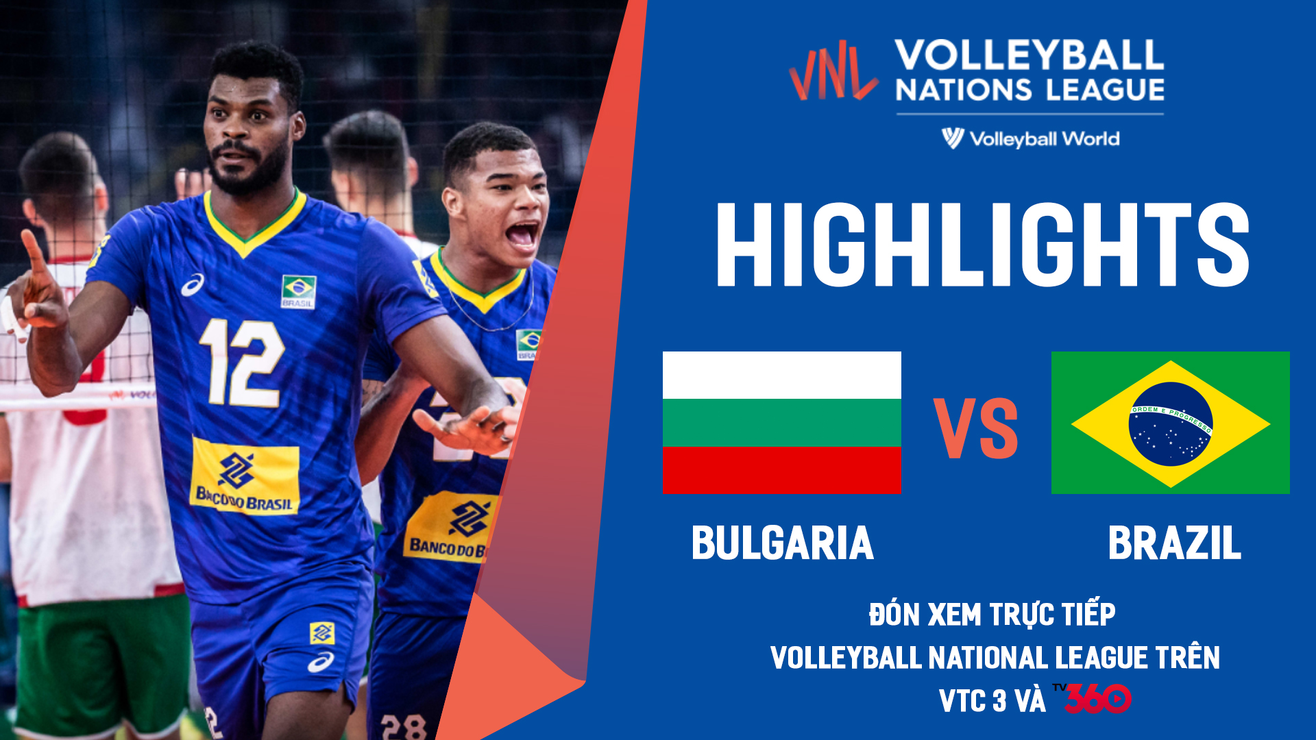 Highlights bóng chuyền nam | Bulgaria vs Brazil | giải Volleyball Nations League 2022