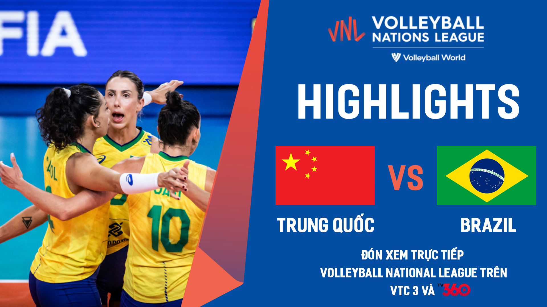 Highlights bóng chuyền nữ | Trung Quốc vs Brazil | giải Volleyball Nations League 2022
