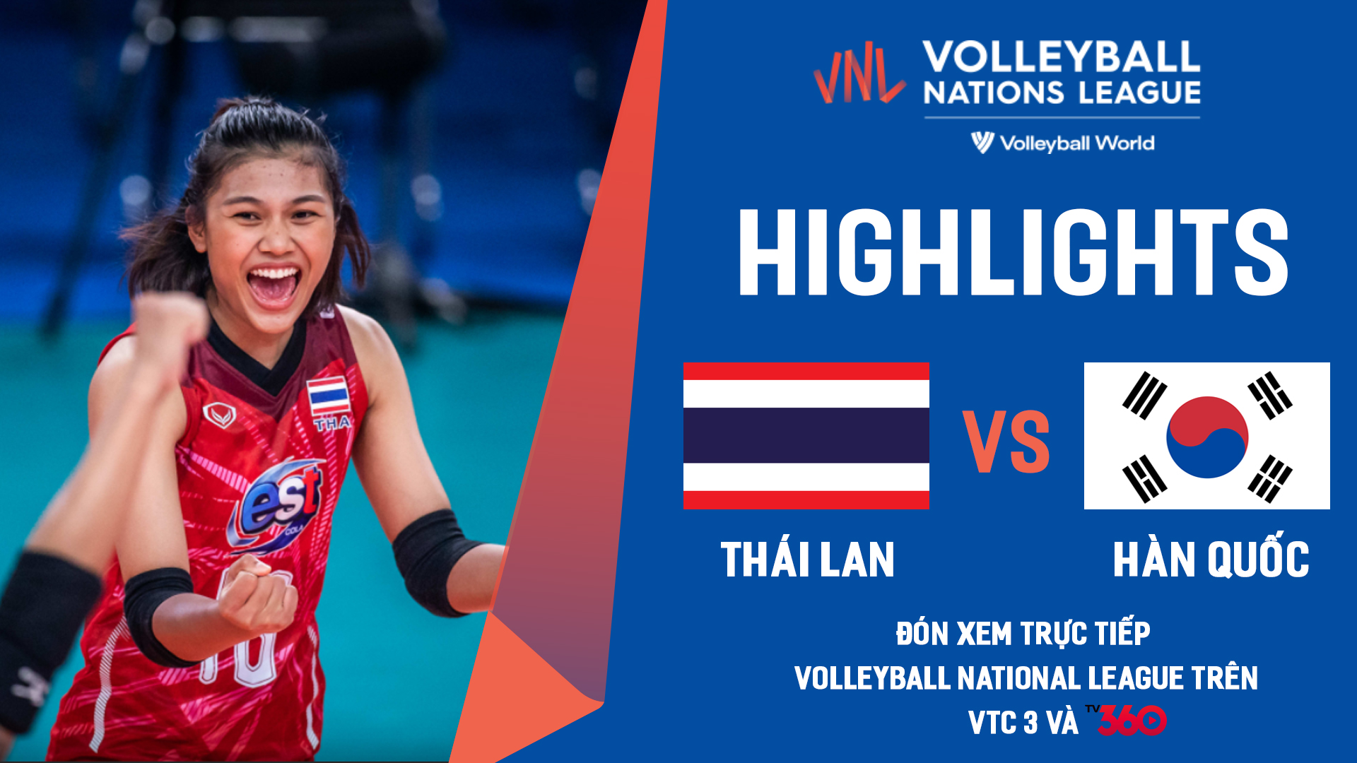Highlights bóng chuyền nữ  | Thái Lan vs Hàn Quốc | giải Volleyball Nations League 2022