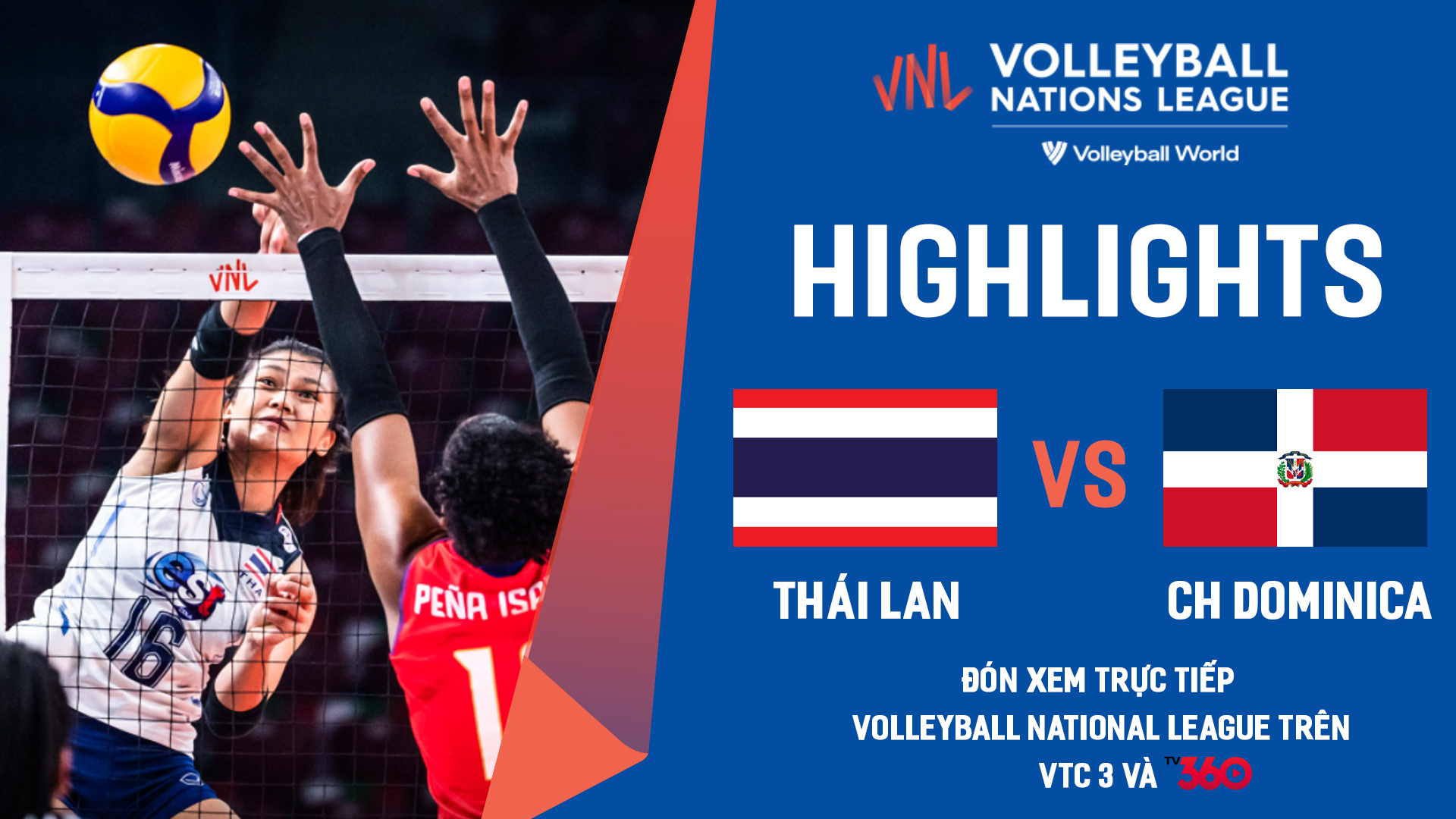 Highlights bóng chuyền nữ | Thái Lan vs CH Dominica | giải Volleyball Nations League 2022