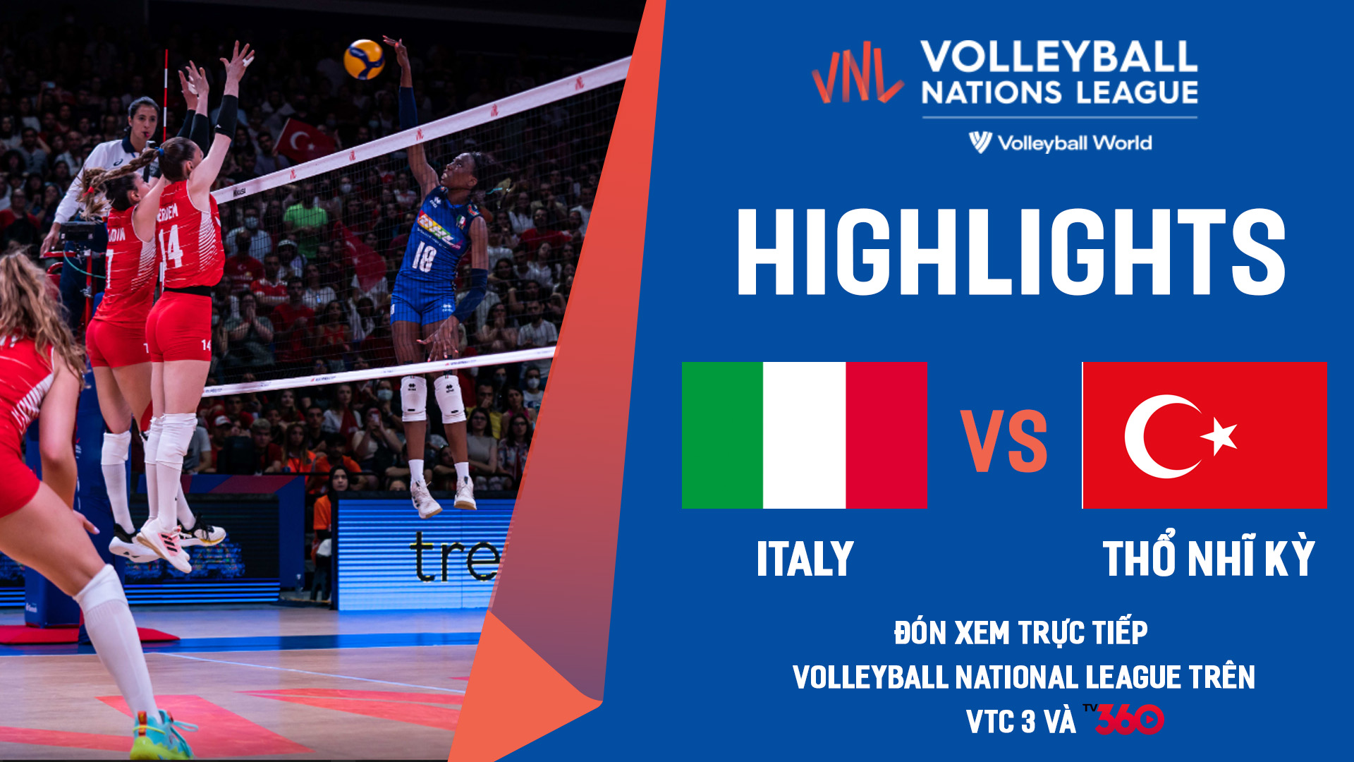 Highlights bán kết bóng chuyền nữ | Ý vs Thổ Nhĩ Kỳ | giải Volleyball Nations League 2022