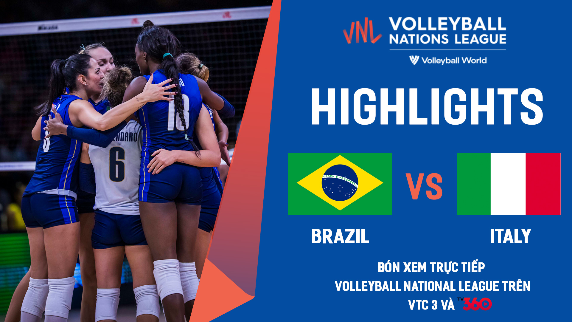 Highlights Chung kết bóng chuyền nữ | Brazil vs Italy | giải Volleyball Nations League 2022