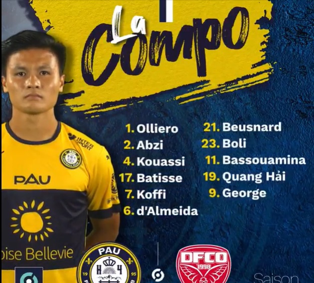 Quang Hải đá chính cho Pau FC, tạo cột mốc lịch sử của bóng đá Việt Nam