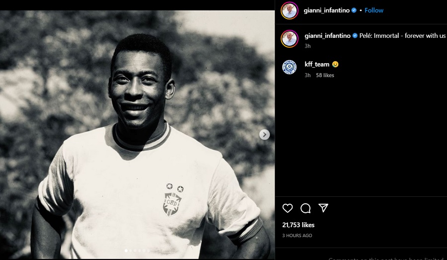 Bức thư xúc động của Chủ tịch FIFA tỏ lời thương tiếc Pele