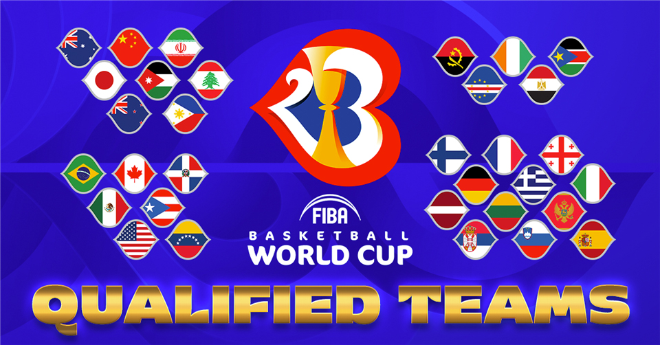 Danh s&aacute;ch 32 đội tuyển tham dự v&ograve;ng chung kết FIBA World Cup 2023 đ&atilde; được ấn định