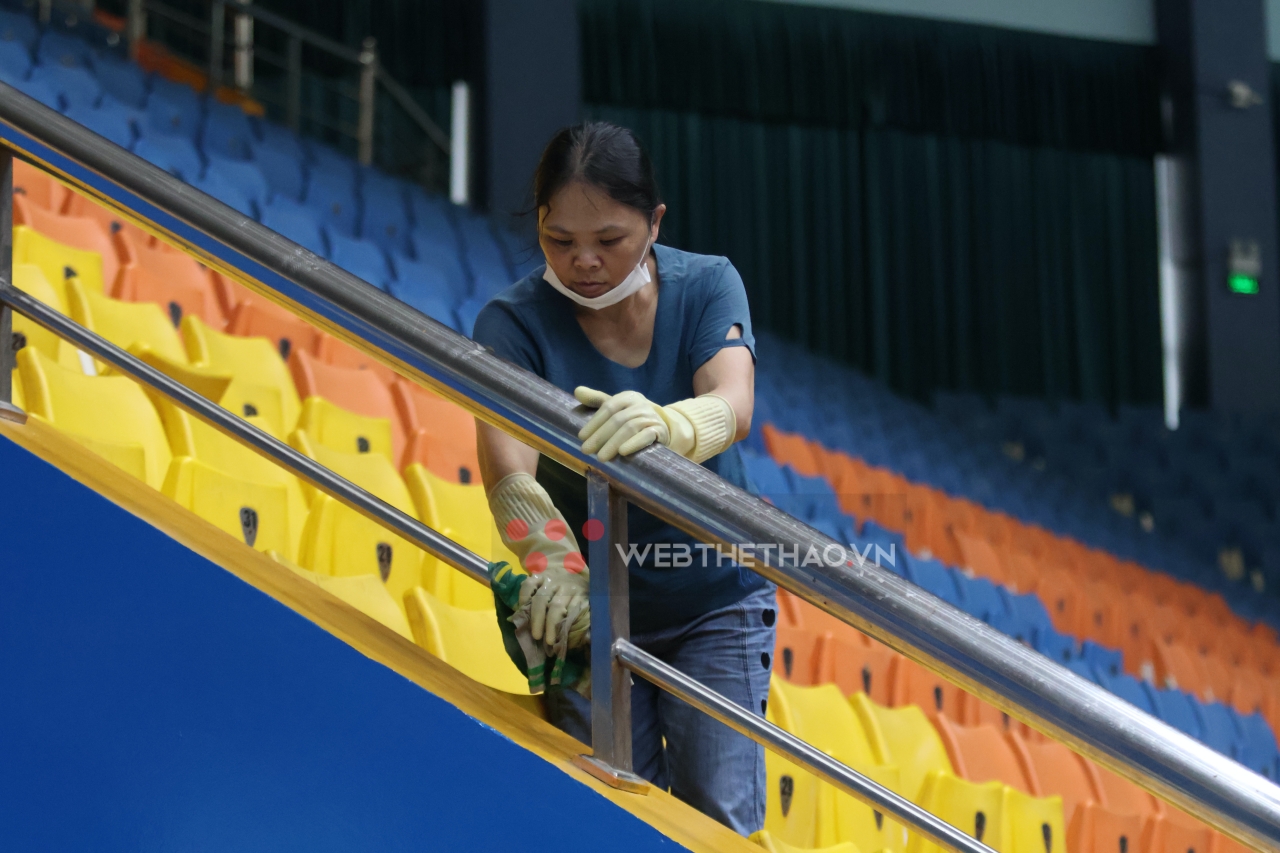 Nhà thi đấu Vĩnh Yên gấp rút hoàn thiện, sẵn sàng cho AVC Club 2023