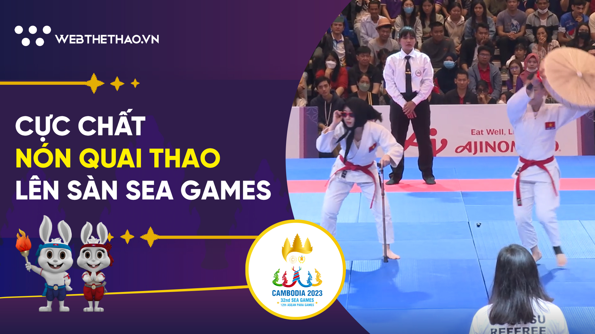 CỰC CHẤT! 2 võ sĩ Việt Nam mang cả nón quai thao, khăn mỏ quạ lên sàn đấu SEA Games 32