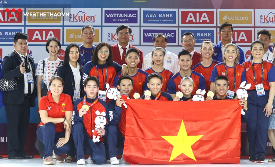 Thể dục aerobic Việt Nam thống trị tuyệt đối, giành 5/5 HCV ở SEA Games 32