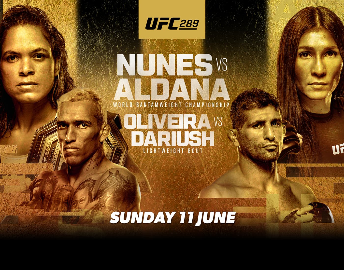 Lịch thi đấu UFC 289: Nunes vs Aldana, Oliveira vs Dariush