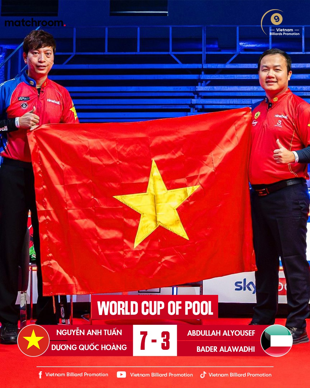 Lịch thi đấu Dương Quốc Hoàng, Nguyễn Anh Tuấn vòng 2 World Cup of Pool 2023