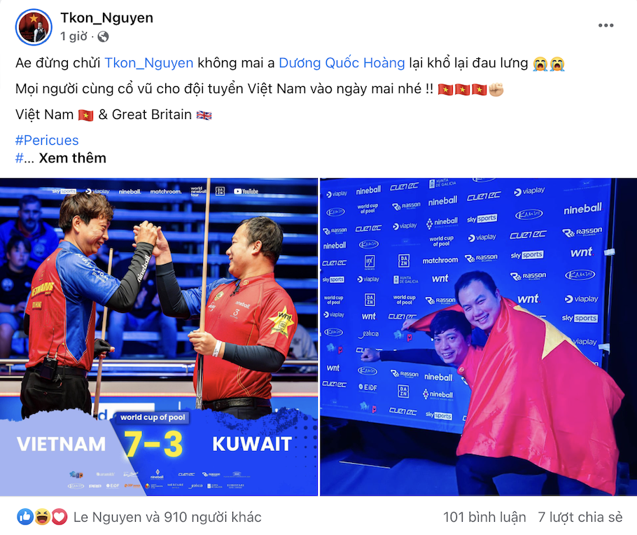 "Đòi nợ" Kuwait thành công tại World Cup of Pool, Anh Tuấn có phản ứng gây chú ý