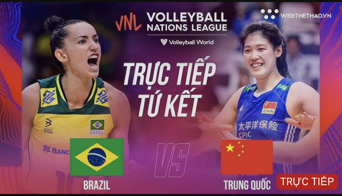 Video trực tiếp bóng chuyền VNL 2023 hôm nay 13/7: Trung Quốc vs Brazil