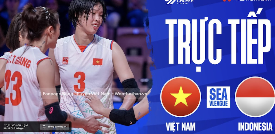 Trực tiếp bóng chuyền nữ SEA V.League 2023 ngày 5/8: Việt Nam đại chiến Indonesia