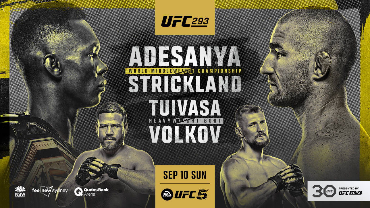 Lịch thi đấu UFC 293: Israel Adesanya vs Sean Strickland