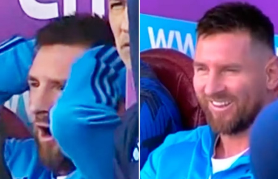 Phản ứng của Messi tr&ecirc;n băng ghế dự bị Argentina trong trận gặp Bolivia