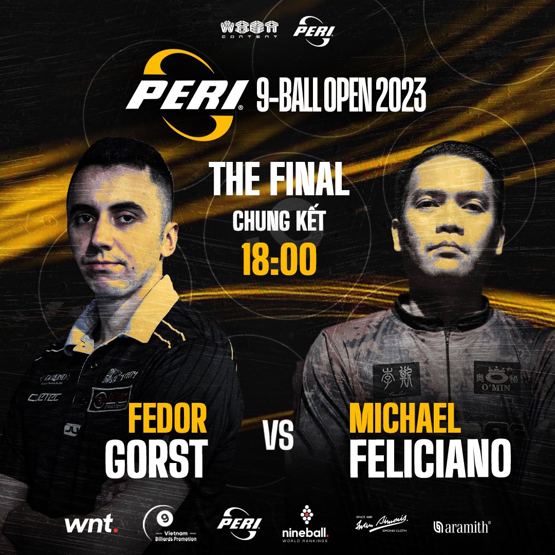 Trực tiếp chung kết Peri 9-Ball Open 2023: Fedor Gorst  đấu "X44" Feliciano