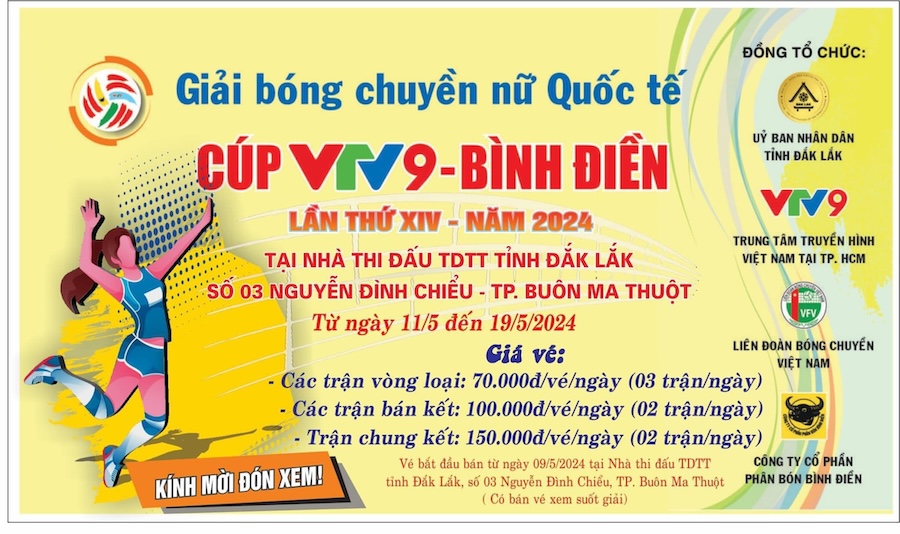 Cúp bóng chuyền VTV9 Bình Điền công bố giá 3 hạng vé