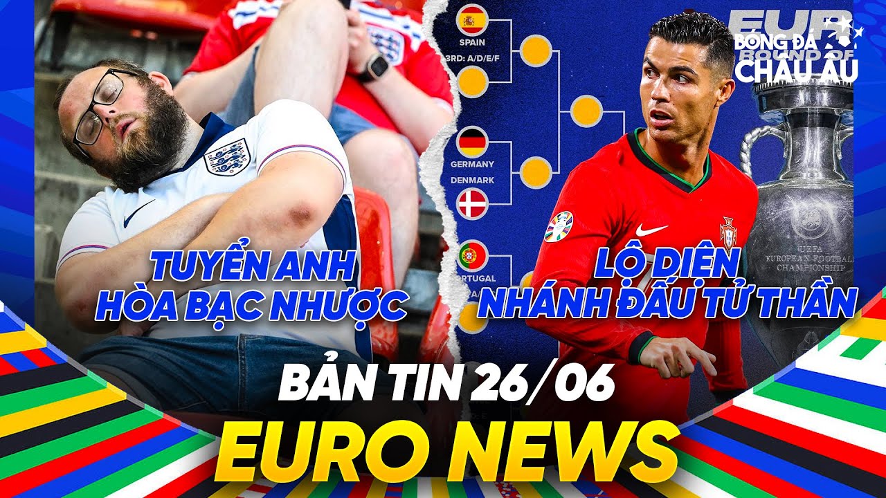 BẢN TIN EURO 2024 | Ngày 26/6 | Tuyển Anh hoà bạc nhược và Nhánh đấu tử thần tại Euro 2024