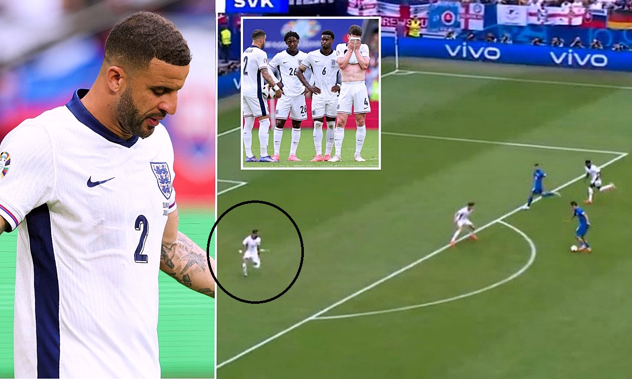 "Thủ quân" Kyle Walker bị tấn công vì "mắc màn nằm ngủ" ở bàn thua của tuyển Anh trước Slovakia