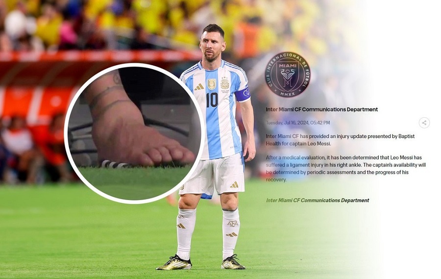 Messi dính chấn thương dây chằng, Inter Miami thông báo thời gian vắng mặt