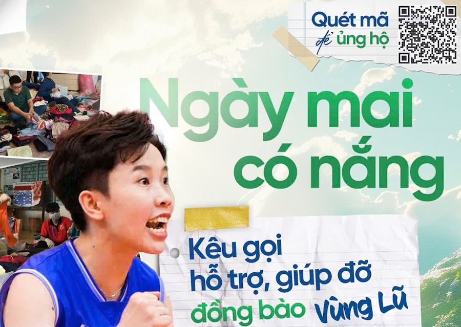 Đội tuyển bóng chuyền nữ Việt Nam ủng hộ đồng bào lũ lụt qua chương trình "Ngày Mai Có Nắng"