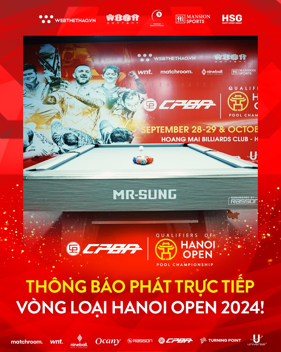 TRỰC TIẾP Vòng loại Hanoi Open Pool 2024 ngày 28/9