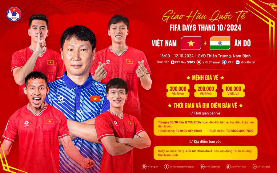 Chỉ 100.000 đồng vé xem Việt Nam đấu Ấn Độ trên sân Thiên Trường