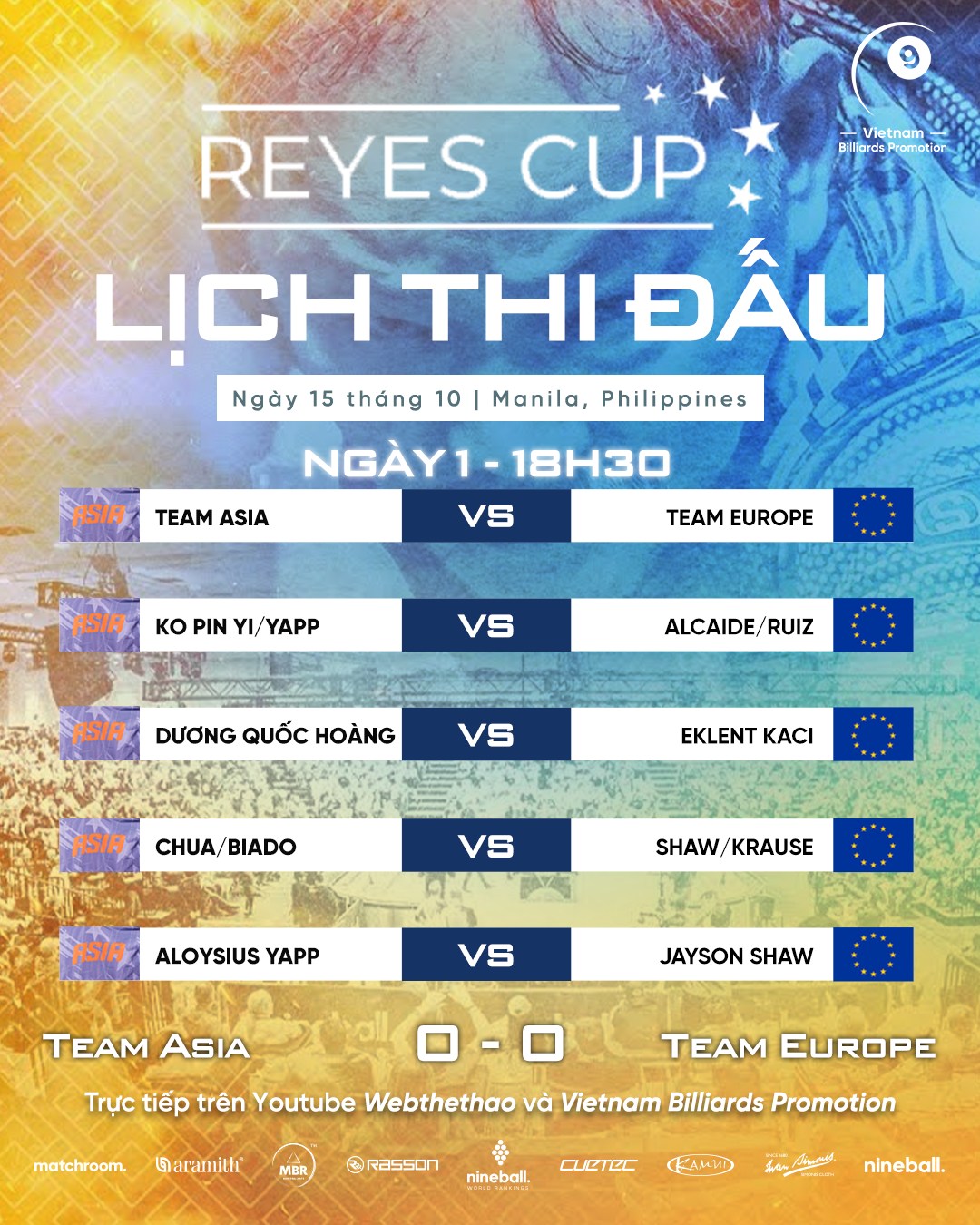 TRỰC TIẾP Reyes Cup 2024 ngày 15/10: Hoàng sao chạm trán Kaci