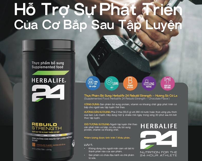 Thực phẩm bổ sung: Herbalife 24 Rebuild Strength – Hương Sô Cô La