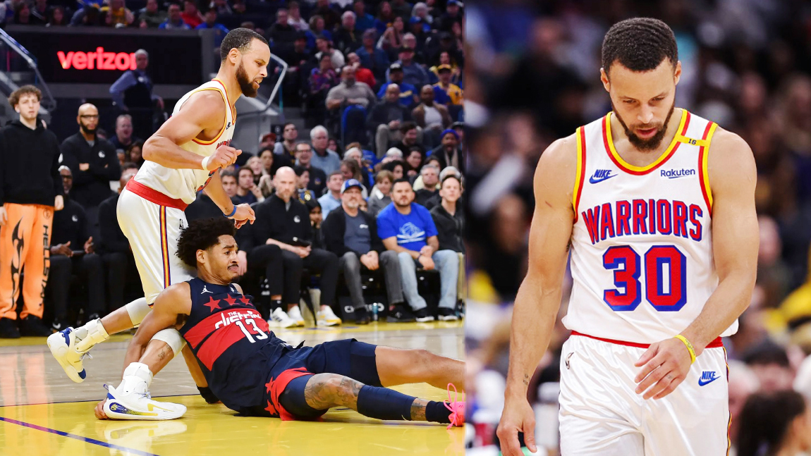 Bị đồng đội cũ Jordan Poole ngã vào chân, Stephen Curry rời sân trong đau đớn