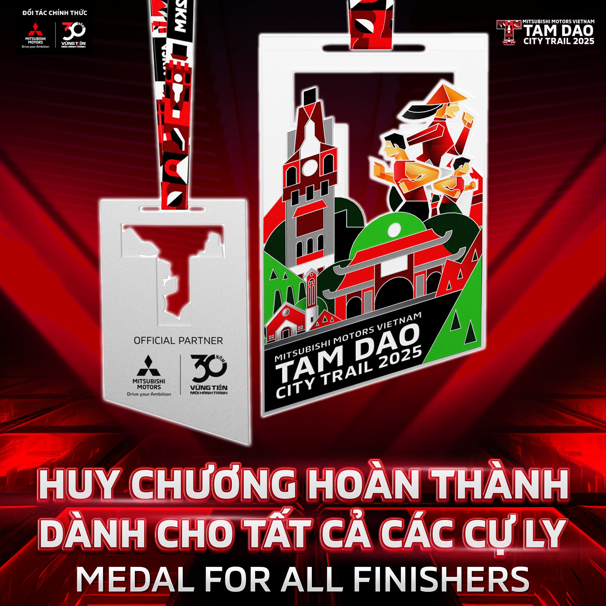 Áo hoàn thành và huy chương độc đáo của Mitsubishi Motors Việt Nam - Tam Đảo City Trail 2025 Áo hoàn thành và huy chương độc đáo của Mitsubishi Motors Việt Nam - Tam Đảo City Trail 2025