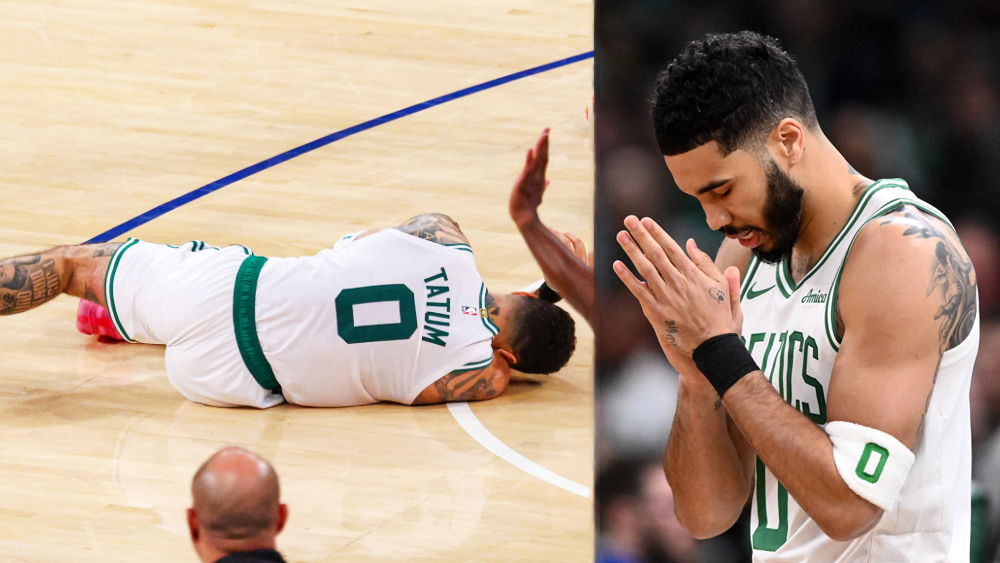 Jayson Tatum đổ gục dù không va chạm với ai, đương kim vô địch NBA Boston Celtics gặp khó tại Playoffs
