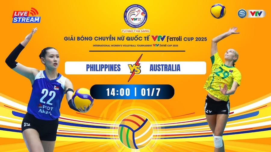 Link trực tiếp b&oacute;ng chuyền VTV Cup h&ocirc;m nay 1/7: Philippines vs &Uacute;c