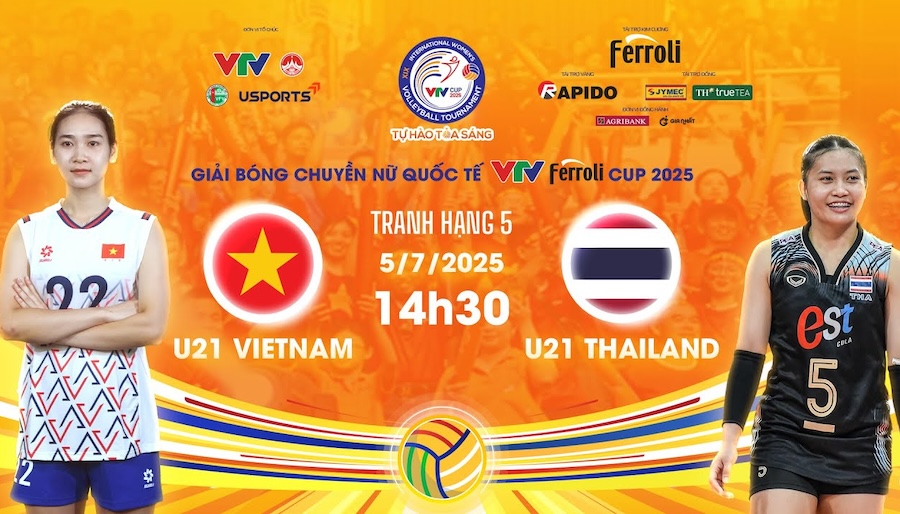Link trực tiếp tranh hạng 5 b&oacute;ng chuyền VTV Cup h&ocirc;m nay 5/7: U21 Việt Nam vs U21 Th&aacute;i Lan