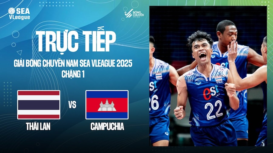 Link trực tiếp b&oacute;ng chuyền nam SEA V.League h&ocirc;m nay 13/7: Th&aacute;i Lan vs Campuchia