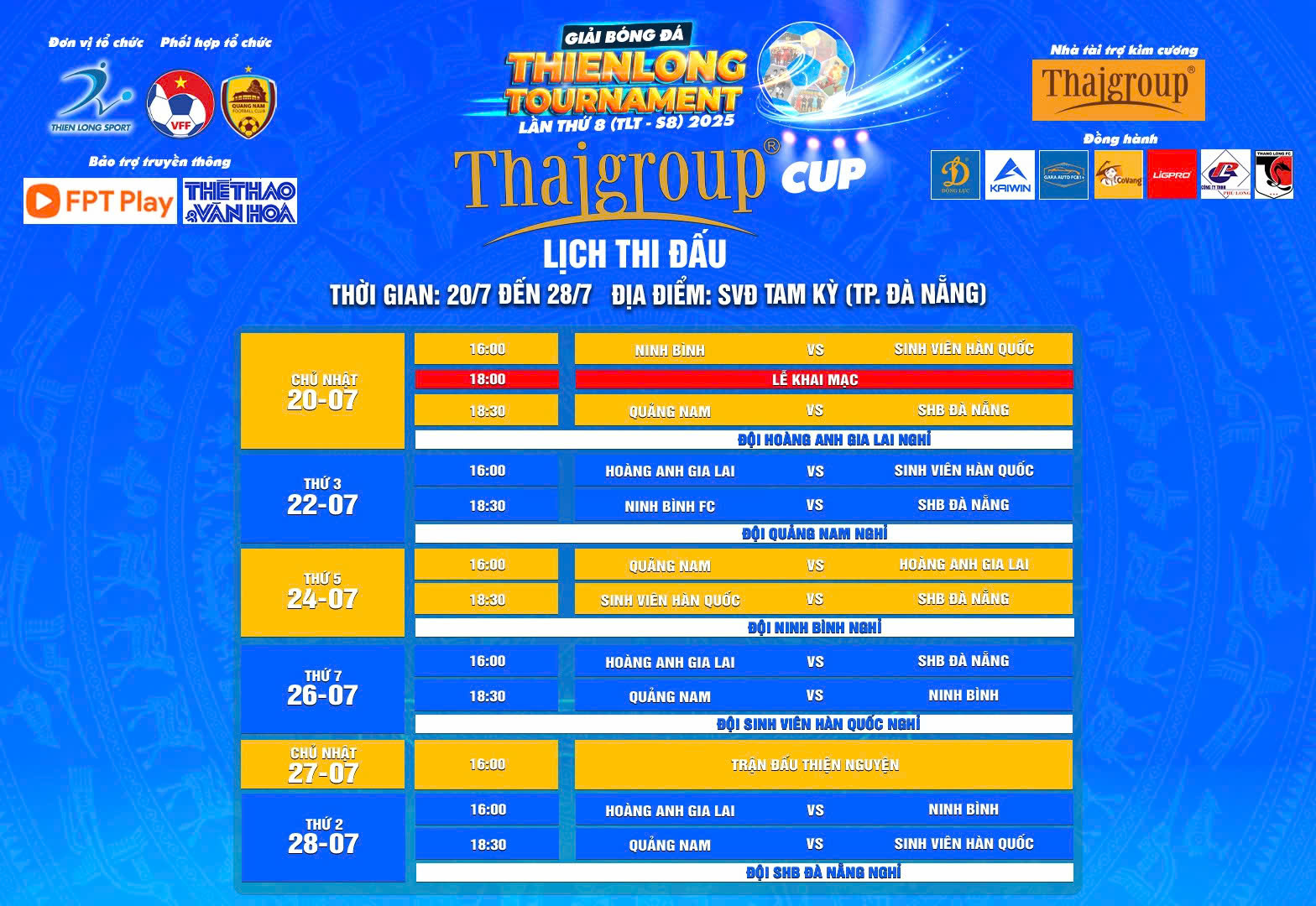 Kết quả b&oacute;ng đ&aacute; Thien Long Cup 2025 mới nhất