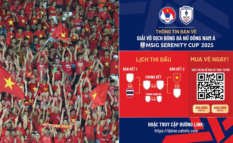 Vé xem tuyển nữ Việt Nam đá bán kết AFF Cup: Giá vé bao nhiêu, mua thế nào?