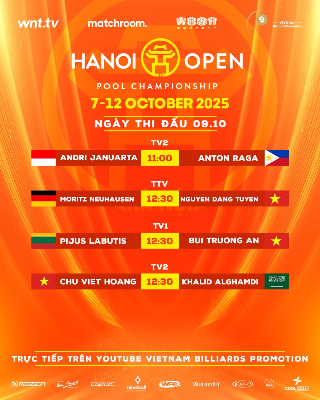 Trực tiếp Hanoi Open Pool ng&agrave;y 9/10: Dương Quốc Ho&agrave;ng vs Nguyễn Anh Tuấn