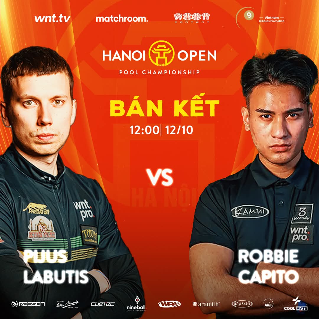 Lịch thi đấu bán kết và chung kết Hanoi Open Pool 2025