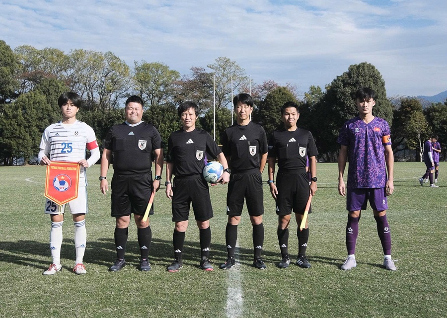 U17 Việt Nam hòa đội bóng đại học ở Nhật Bản