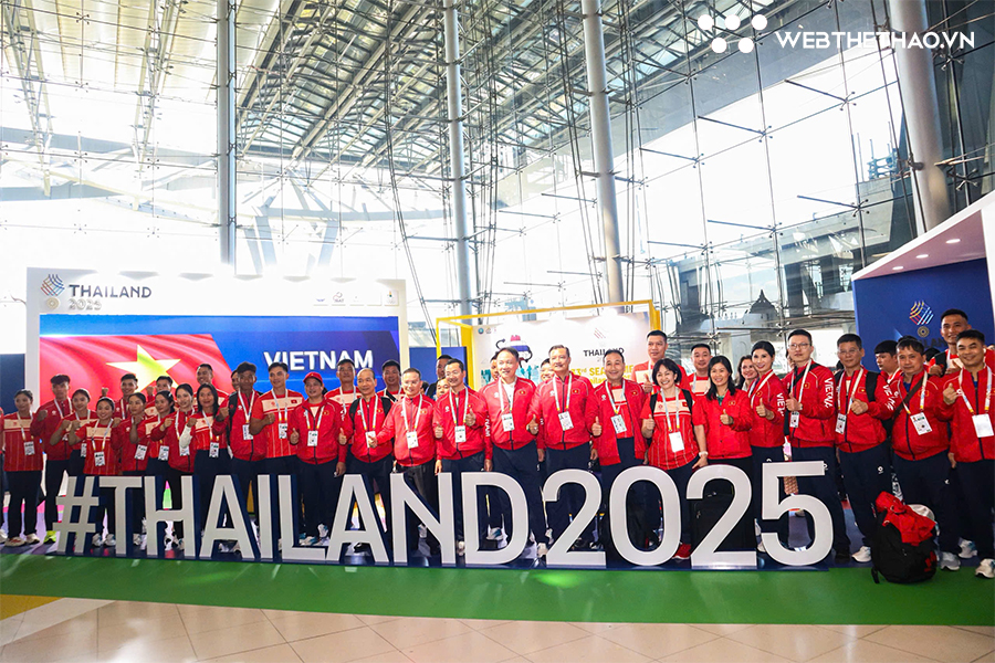 Đoàn thể thao Việt Nam chính thức đặt chân đến Thái Lan, sẵn sàng cho SEA Games 33 Đoàn thể thao Việt Nam chính thức đặt chân đến Thái Lan, sẵn sàng cho SEA Games 33