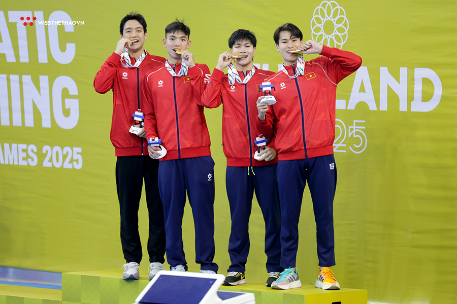 Kình ngư 17 tuổi toả sáng giúp bơi Việt Nam bứt phá giành HCV 4x200m nghẹt thở