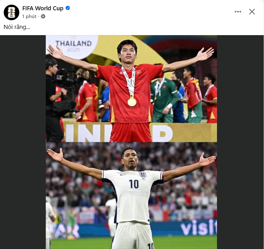 FIFA gây chú ý so sánh hình ảnh Lê Văn Thuận ăn mừng bàn thắng như Jude Bellingham
